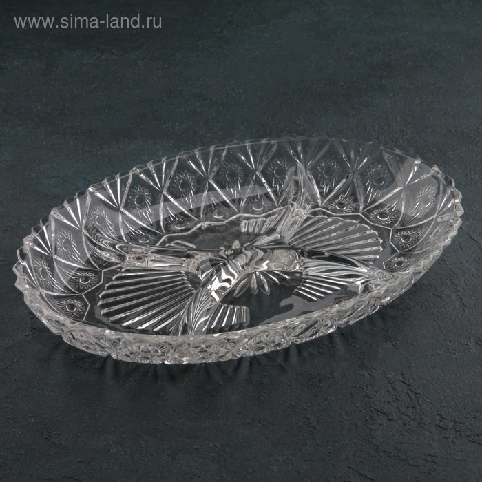 Менажница стеклянная «Северная звезда», 4 секции, 27,5×18,5×3,5 см