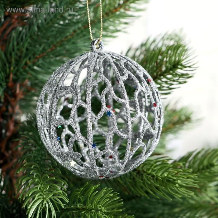 Набор шаров пластик d-8 см, 2 шт Набор шаров пластик d-8 см, 2 шт "Сфера блеска" серебро, золото