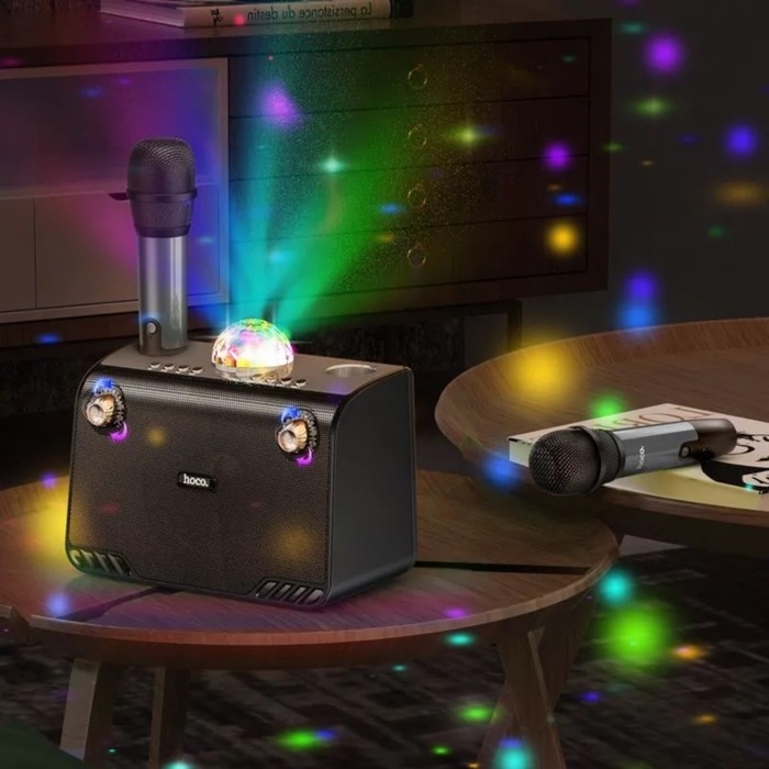 Портативная караоке система Hoco BS41 Plus, 15 Вт, ВТ 5.0, 4800 мАч, 2 микрофона, чёрная Портативная караоке система Hoco BS41 Plus, 15 Вт, ВТ 5.0, 4800 мАч, 2 микрофона, чёрная
