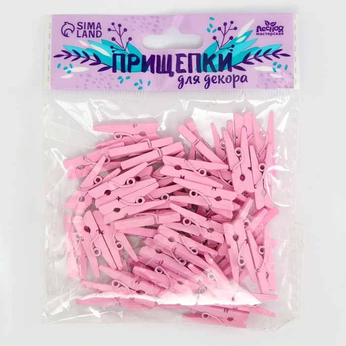 Набор прищепок для декора 50 шт., розовые — 2,5 см Набор прищепок для декора 50 шт., розовые — 2,5 см
