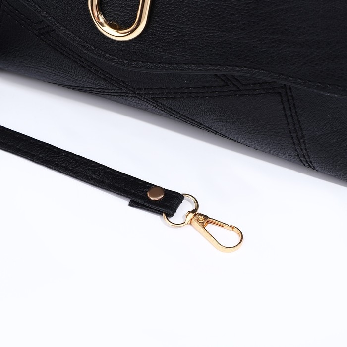 Сумка-клатч на магните, длинный ремень, цвет чёрный Сумка-клатч на магните, длинный ремень, цвет чёрный