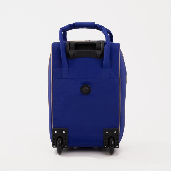 Чемодан малый 37 л (S) с сумкой, отдел на молнии, наружный карман, с расширением, цвет синий