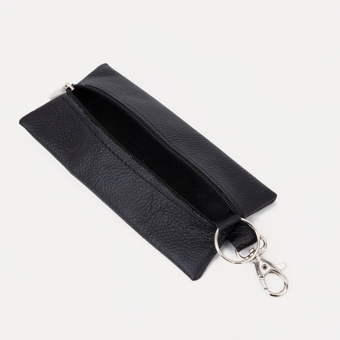 Ключница на молнии, длина 14 см, кольцо, карабин, цвет чёрный Ключница на молнии, длина 14 см, кольцо, карабин, цвет чёрный