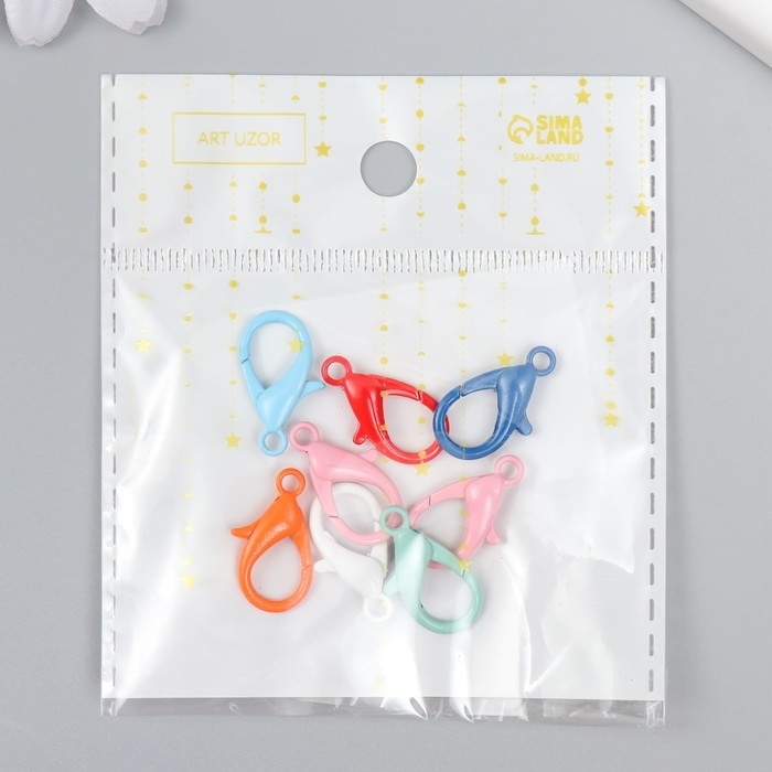 Основа для брелока карабин металл Основа для брелока карабин металл "Клик" МИКС набор 8шт 1х2,1 см