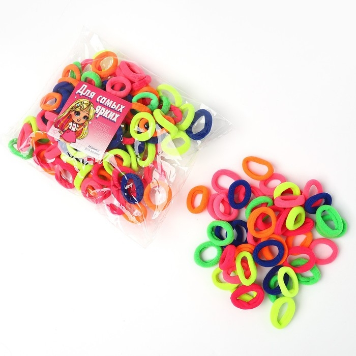 Резинки для волос «Для самых ярких» набор, диаметр 2 см, 100 шт Резинки для волос «Для самых ярких» набор, диаметр 2 см, 100 шт