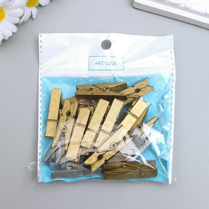 Декор для творчества дерево Декор для творчества дерево "Прищепка" МИКС набор 20 шт 3,5х1х0,7 см