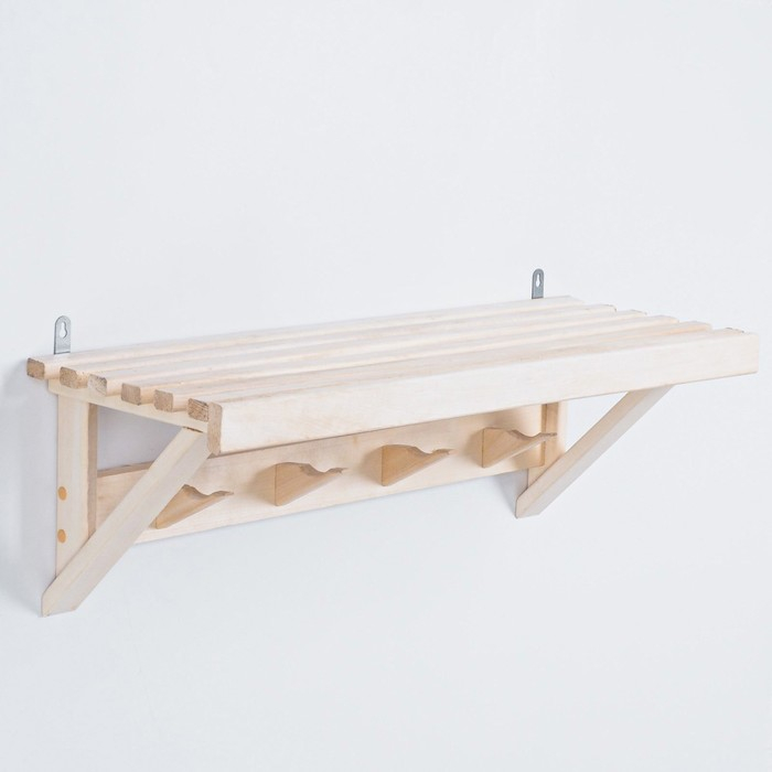 Вешалка деревянная с полкой, 4 крючка, 67х24х24 см Вешалка деревянная с полкой, 4 крючка, 67х24х24 см