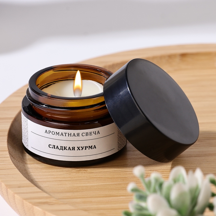 Свеча ароматическая в банке  Свеча ароматическая в банке "Сладкая хурма", соевый воск, 12 г