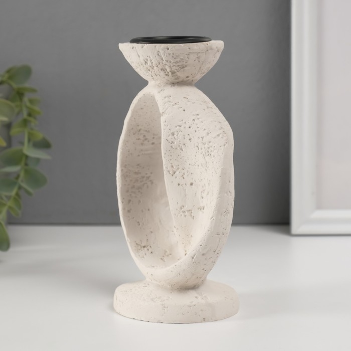 Подсвечник гипс, металл на 1 свечу Подсвечник гипс, металл на 1 свечу "Абстракция. Лента" d=3,8 см 7,5х10х16,5 см