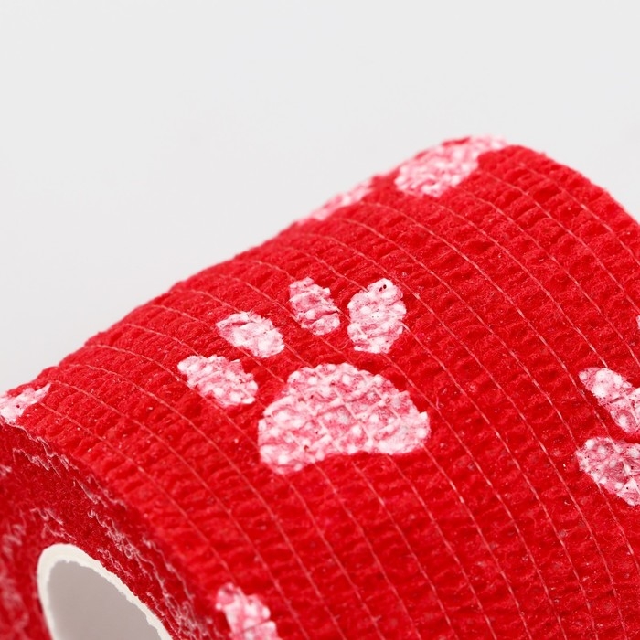 Бинт самофиксирующийся  Бинт самофиксирующийся "Лапки", 5 см, макс. растяжимость 4,5 м, красный