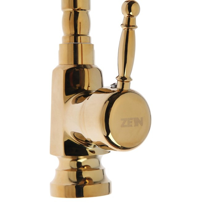 Смеситель для раковины ZEIN Ретро, высокий излив, без подводки, латунь, цвет золото Смеситель для раковины ZEIN Ретро, высокий излив, без подводки, латунь, цвет золото