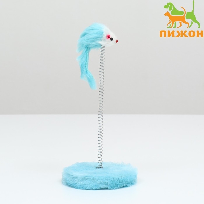 Дразнилка для кошек на пружине с мышью (5 см), 10,5 х 23 см, голубая Дразнилка для кошек на пружине с мышью (5 см), 10,5 х 23 см, голубая