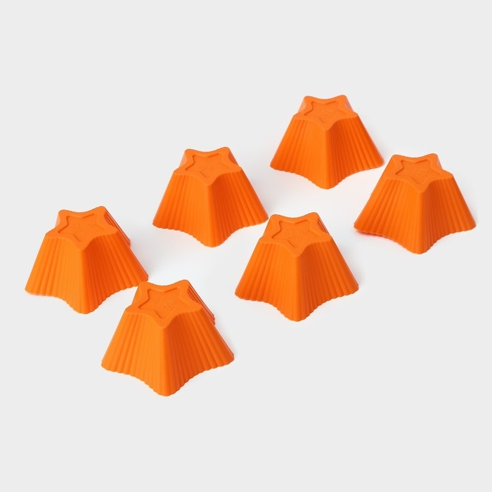 Набор форм для выпечки Доляна «Риб.Звезда», силикон, 7×7×3,5 см, 6 шт, цвет оранжевый Набор форм для выпечки Доляна «Риб.Звезда», силикон, 7×7×3,5 см, 6 шт, цвет оранжевый