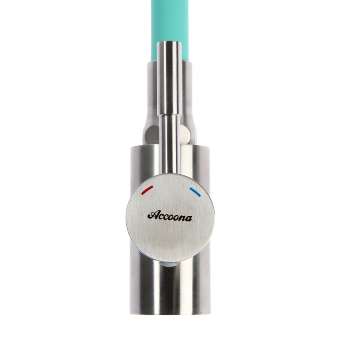 Смеситель для кухни Accoona A9890K-3, однорычажный, гибкий излив, 2 режима, бирюзовый Смеситель для кухни Accoona A9890K-3, однорычажный, гибкий излив, 2 режима, бирюзовый
