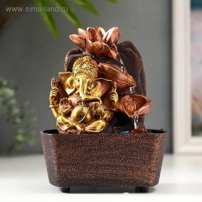 Фонтан настольный от сети Фонтан настольный от сети "Ганеша у водопада с лотосами" 20х16х13 см