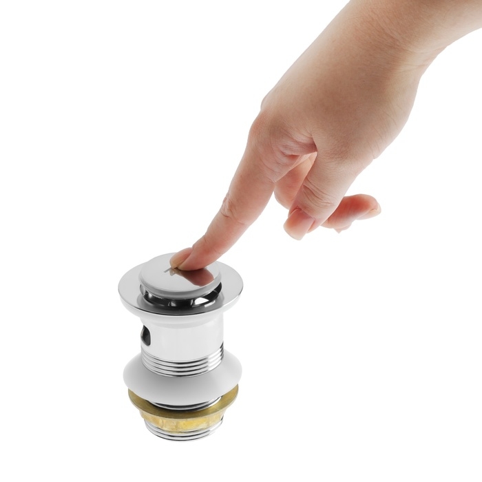 Донный клапан ZEIN BP1, 1 1/4 Донный клапан ZEIN BP1, 1 1/4", маленькая кнопка, с переливом, для раковины, хром