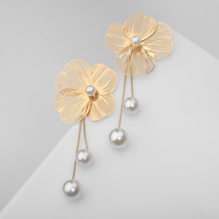 Серьги с жемчугом «Бусина» каталея, цвет золото Серьги с жемчугом «Бусина» каталея, цвет золото