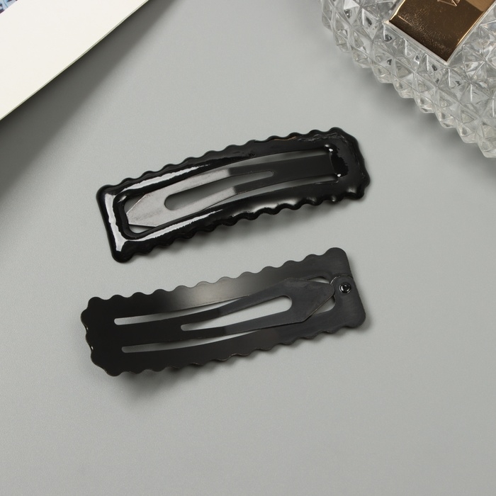 Невидимка для волос  Невидимка для волос "Энико" (набор 2 шт) классика прямой, 6,5 см, чёрный