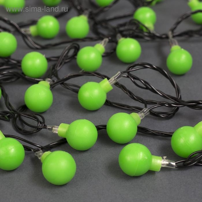 Гирлянда «Нить» 5 м с насадками «Шарики зелёные», IP20, тёмная нить, 30 LED, свечение зелёное, 8 режимов, 220 В Гирлянда «Нить» 5 м с насадками «Шарики зелёные», IP20, тёмная нить, 30 LED, свечение зелёное, 8 режимов, 220 В