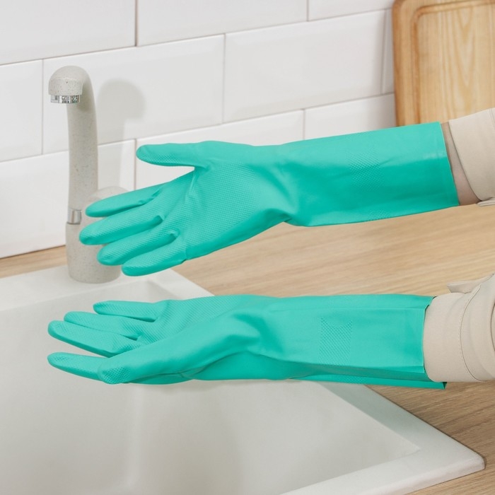 Перчатки хозяйственные Доляна, размер M, особопрочные, ХБ напыление, неопреновые Перчатки хозяйственные Доляна, размер M, особопрочные, ХБ напыление, неопреновые