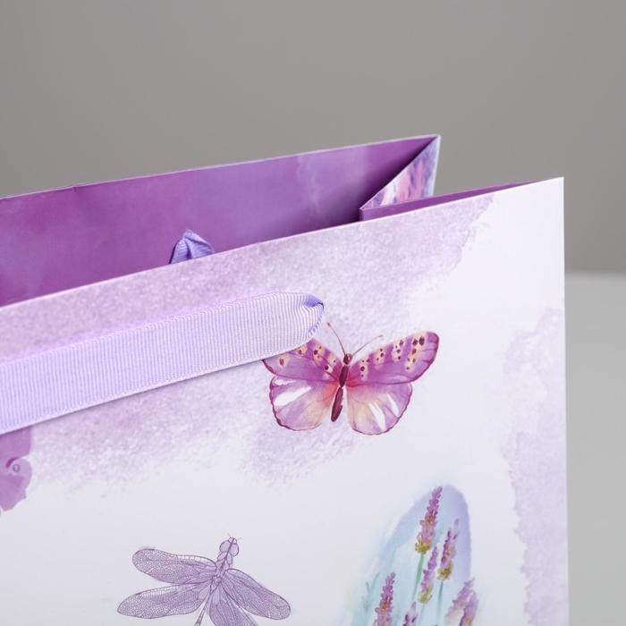Пакет подарочный ламинированный квадратный, упаковка, «Лавандовая легкость», 30 х 30 х 12 см