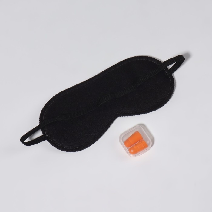 Набор туристический: маска для сна, беруши в футляре Набор туристический: маска для сна, беруши в футляре