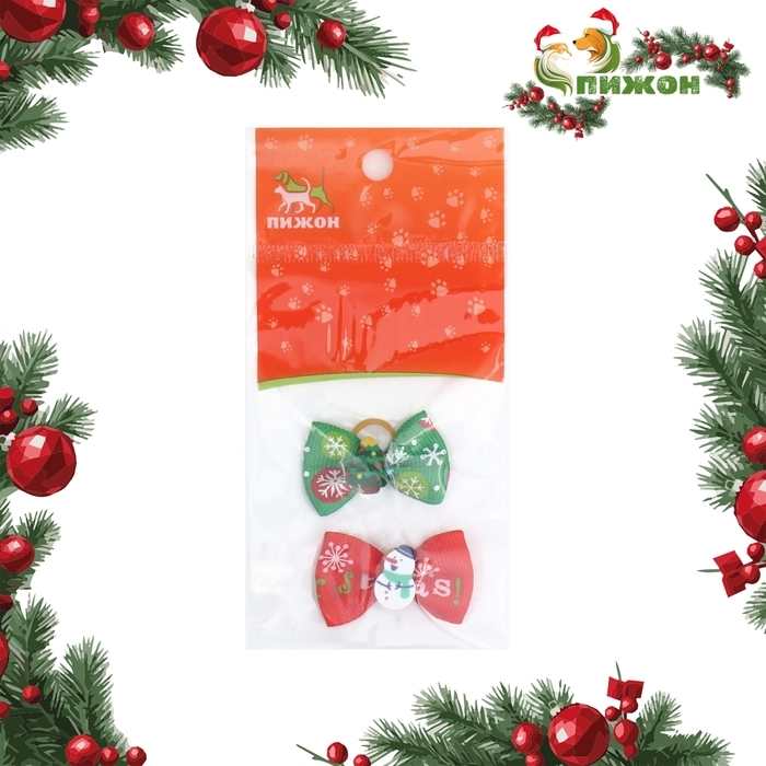 Новый год. Резинки новогодние Новый год. Резинки новогодние "Ёлочка+снеговик", набор 2 шт