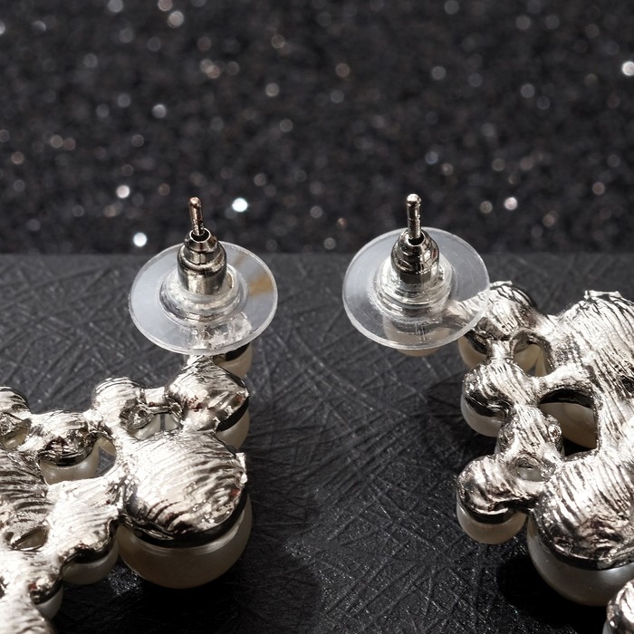 Серьги с жемчугом «Жасмин» ветка с жемчугом, цвет белый в серебре Серьги с жемчугом «Жасмин» ветка с жемчугом, цвет белый в серебре