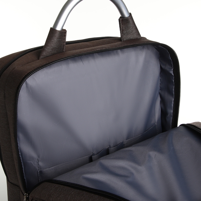 Рюкзак городской на молнии, 2 кармана, с USB, цвет коричневый Рюкзак городской на молнии, 2 кармана, с USB, цвет коричневый