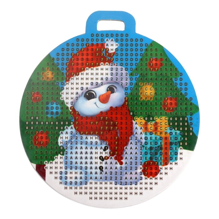 Алмазная мозаика на новый год с частичным заполнением для детей на подвеске «Снеговичок», новогодний набор для творчества