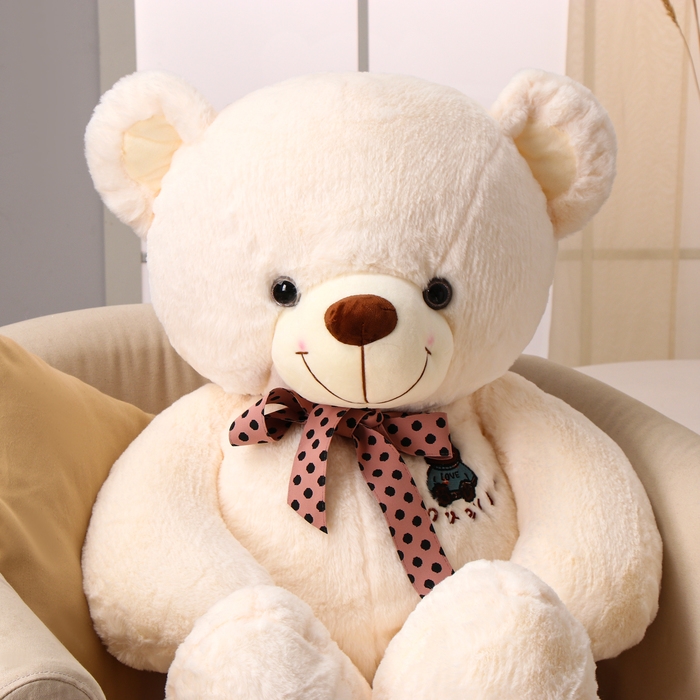 Мягкая игрушка «Мишка», с бантом в горошек, 100 см, цвет белый Мягкая игрушка «Мишка», с бантом в горошек, 100 см, цвет белый