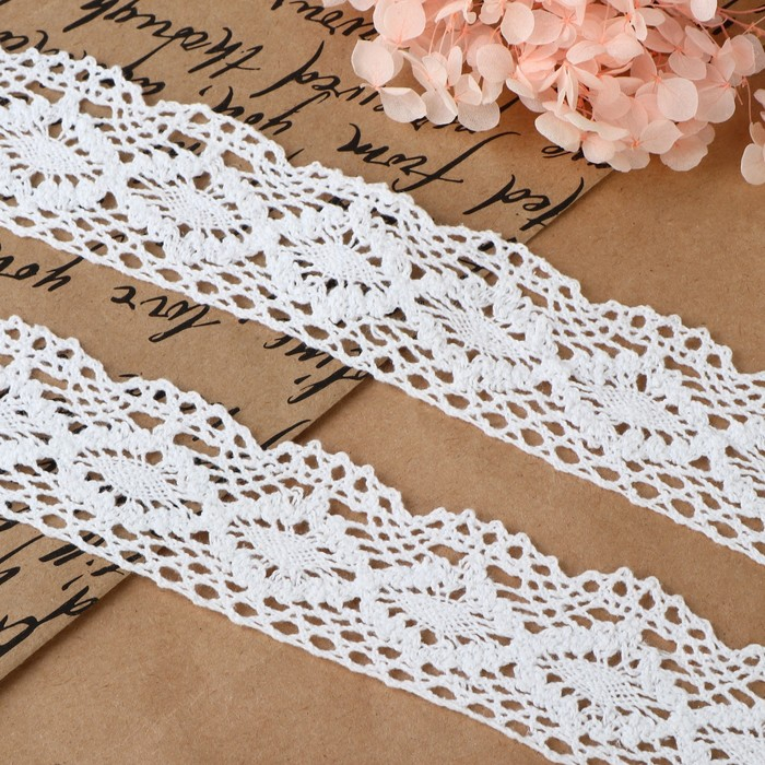 Кружево вязаное, 40 мм × 15 ± 1 м, цвет белый Кружево вязаное, 40 мм × 15 ± 1 м, цвет белый