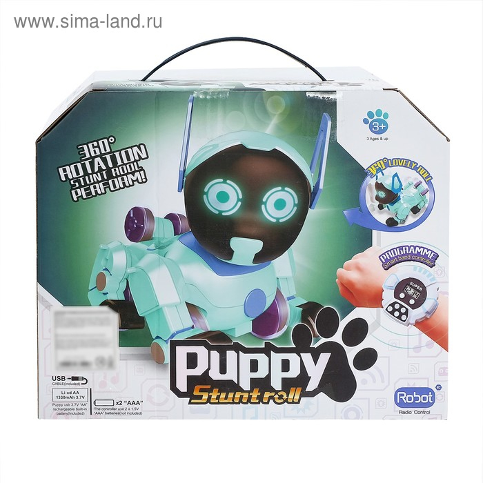Робот собака «Паппи» , с программированием, на пульте управления, интерактивный: звук, свет, на аккумуляторе, голубой Робот собака «Паппи» , с программированием, на пульте управления, интерактивный: звук, свет, на аккумуляторе, голубой