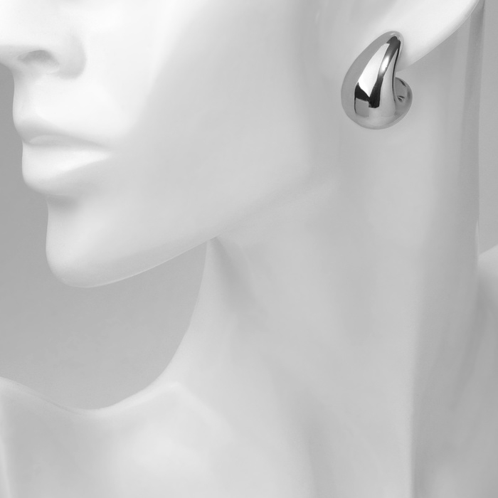 Серьги пластик «Капля» структура мини, цвет серебро Серьги пластик «Капля» структура мини, цвет серебро