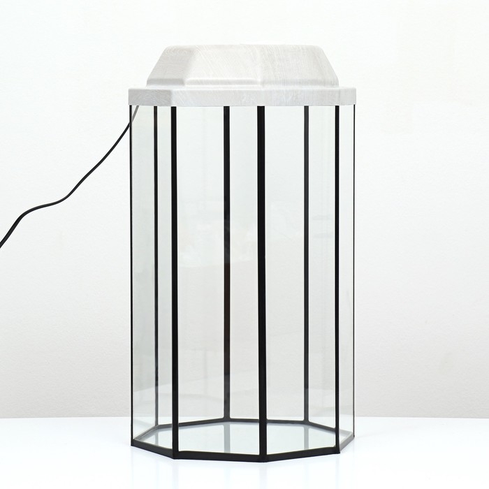 Аквариум Аквариум "Восьмигранный" с крышкой, 24 литра, 25 х 25 х 46/50 см, беленый дуб