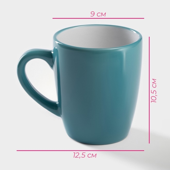 Кружка керамическая Доляна «Дымка», 360 мл, цвет бирюзовый Кружка керамическая Доляна «Дымка», 360 мл, цвет бирюзовый