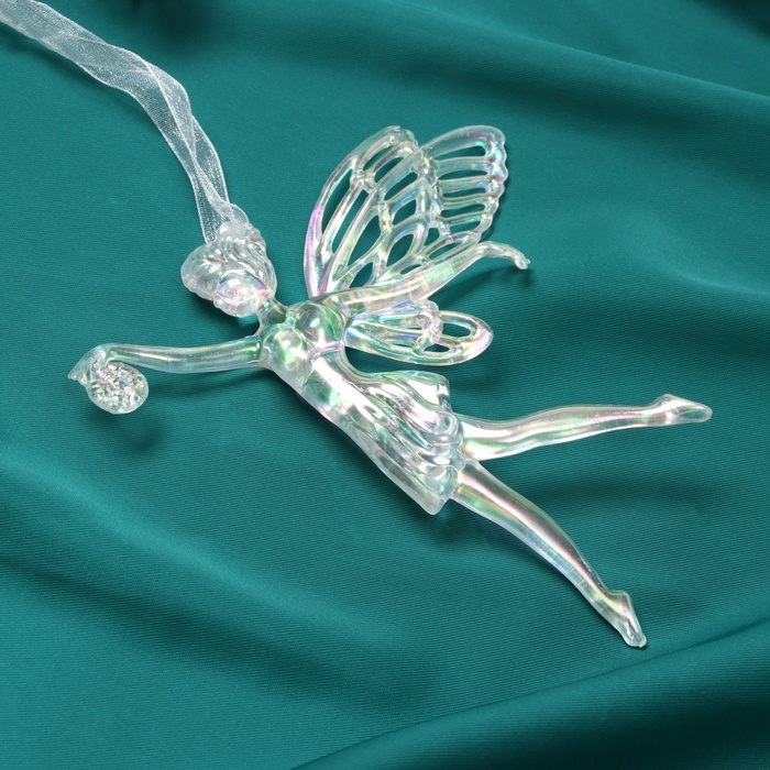 Украшение ёлочное Украшение ёлочное "Фея с шариком" 12х11,5 см, белый перелив