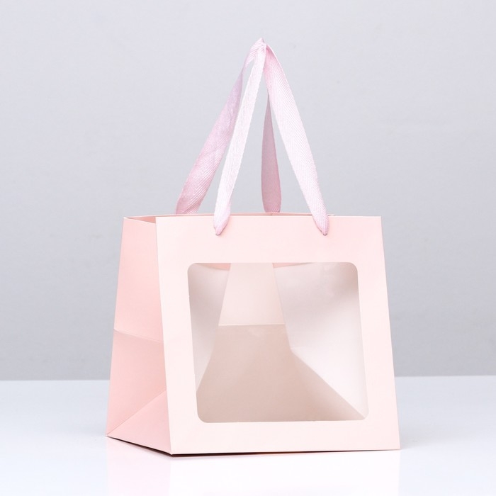 Пакет крафт с квадратным дном и окном 20 Х 20 Х 20 см Розовый, 1шт Пакет крафт с квадратным дном и окном 20 Х 20 Х 20 см Розовый, 1шт