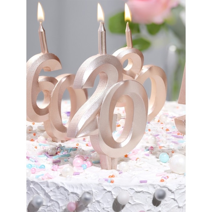 Свеча в торт "Юбилейная", цифра 60, 10 см, шампань