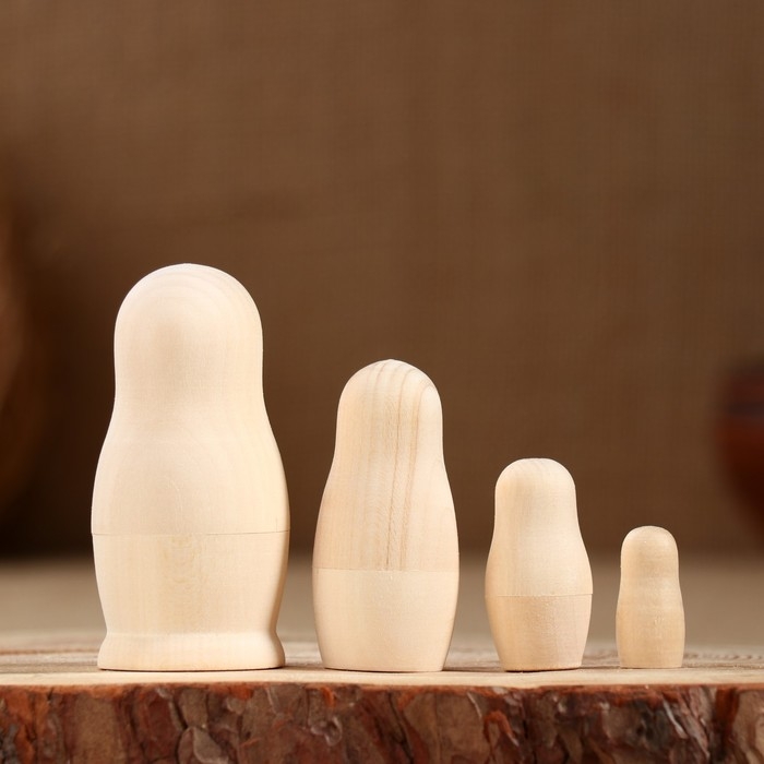 Заготовка для творчества  Заготовка для творчества "Матрешка" под роспись, 4-х кукольная, дерево, 9х4,5х4,5см