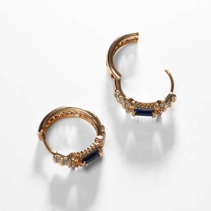 Серьги-кольца XUPING благородность, цвет синий в розовом золоте, d=1,8 см Серьги-кольца XUPING благородность, цвет синий в розовом золоте, d=1,8 см