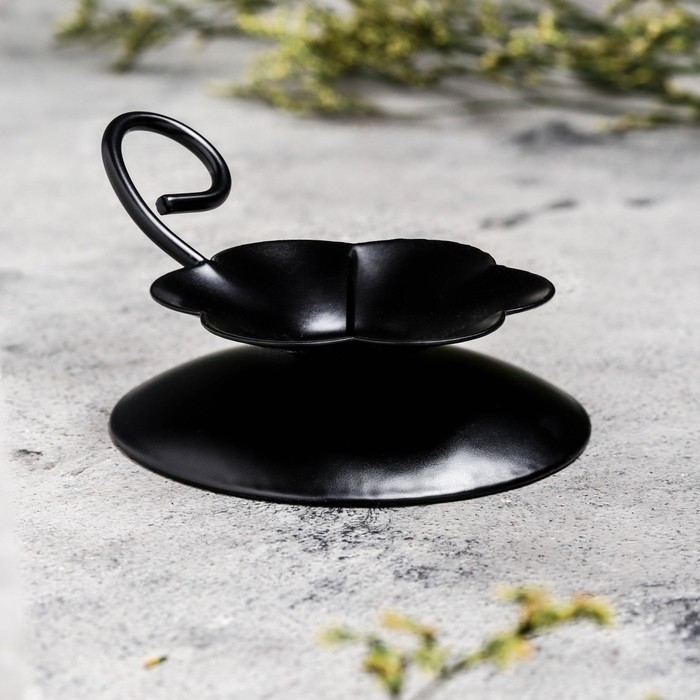 Подсвечник Подсвечник "Цветок Н" металл на 1 свечу , 9х3,5 см, черный