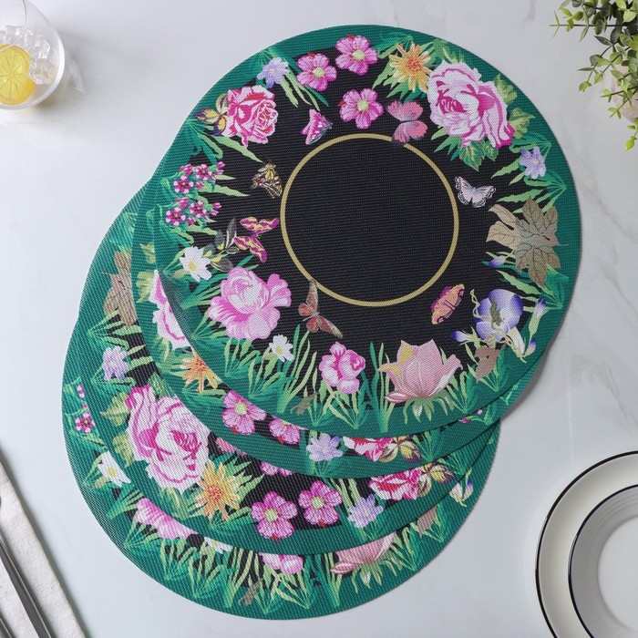 Салфетки сервировочные на стол Доляна «Роуз», 4 шт, d=38 см Салфетки сервировочные на стол Доляна «Роуз», 4 шт, d=38 см