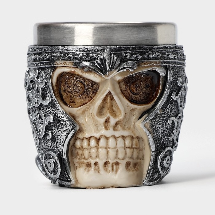 Стопка из нержавеющей стали «Череп в шлеме. Хэллоуин», 70 мл, цвет серебряный Стопка из нержавеющей стали «Череп в шлеме. Хэллоуин», 70 мл, цвет серебряный