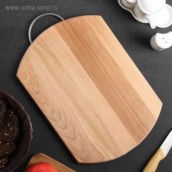 Доскa рaзделочнaя Премиум «Бочкa», с метaллической ручкой, 35×24,5×1,8 см, бук