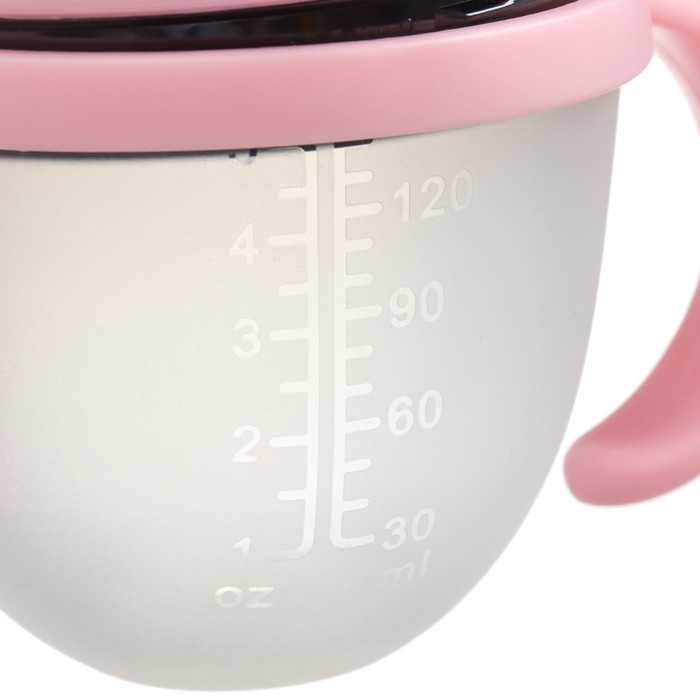 Бутылочка для кормления M&B, ШГ Ø70мм, 150мл., с ручками, силиконовая колба, цвет розовый Бутылочка для кормления M&B, ШГ Ø70мм, 150мл., с ручками, силиконовая колба, цвет розовый