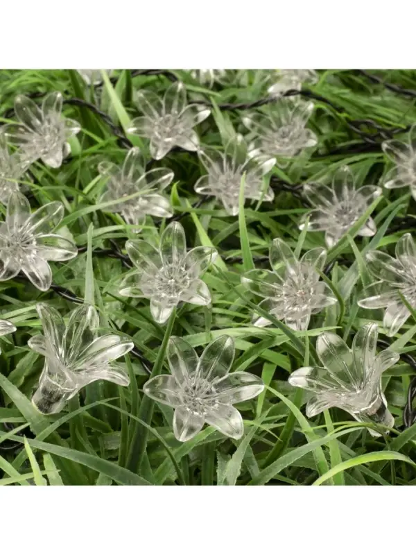 Гирлянда &laquo;Нить&raquo;, 4.5 м, уличная, с насадками &laquo;Цветок&raquo;, IP44, 30 LED, 2 режима, солнечная батарея, тёмная нить, свечение мульти