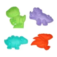 Набор для игры в песке (Ведро 1л, 4 формочки динозавры, грабельки и лопатка)