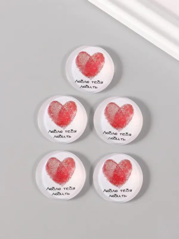 Кабошон стекло для творчества Кабошон стекло для творчества "Круг. Сердце отпечатки" 3х3 см