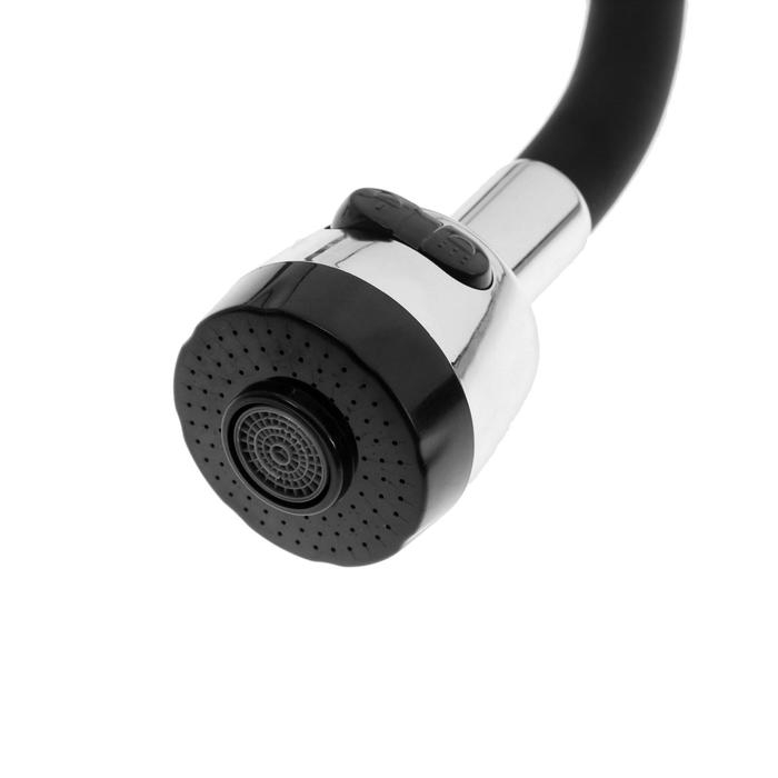 Cмеситель для кухни Cмеситель для кухни "Эверест" B57-071F, двухвентильный, гибкий излив, на гайке, хром/черный